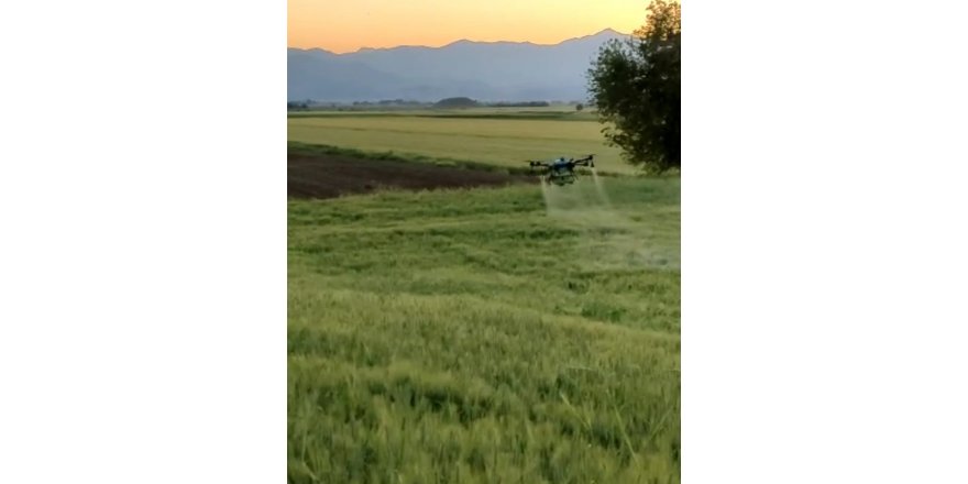 Elbistan Çiftçisi Zirai İlaçlamada ‘dron’ Teknolojisi İle Tanıştı