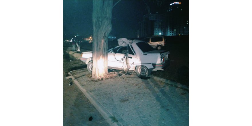 Ağaca Çarpan Otomobil Hurdaya Döndü: 1 Ağır Yaralı